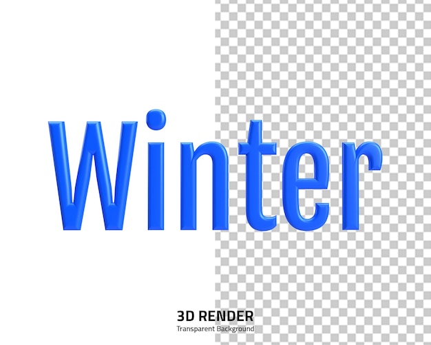 PSD winter 3d text isolated on transparent background