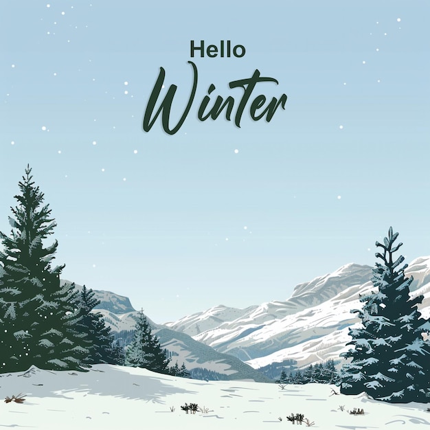 PSD winter background design template with text