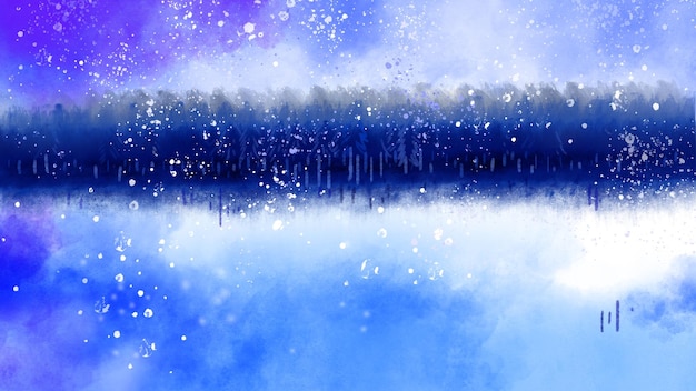 PSD winter background handpainted watercolor drawing for christmas and happy new year season