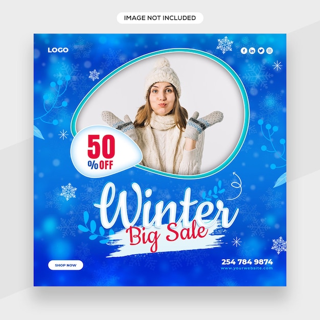 Winter Banner, sale banner template with typography with Winter elements