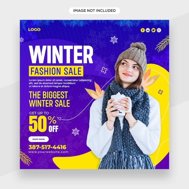 Winter Banner, sale banner template with typography with Winter elements