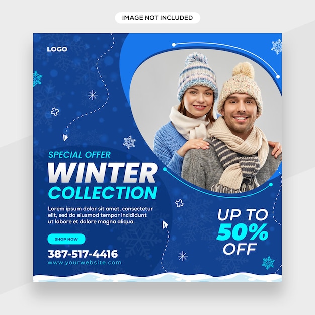 Winter Banner, sale banner template with typography with Winter elements