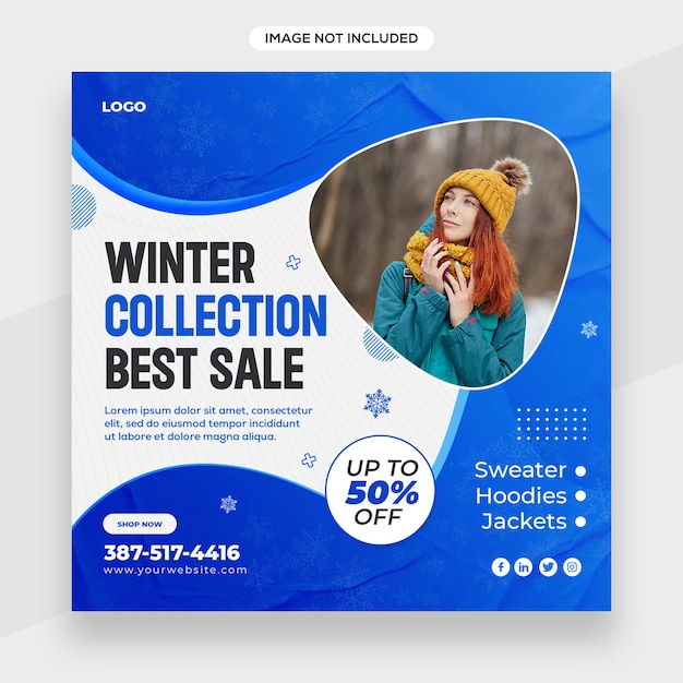 Winter Banner, sale banner template with typography with Winter elements