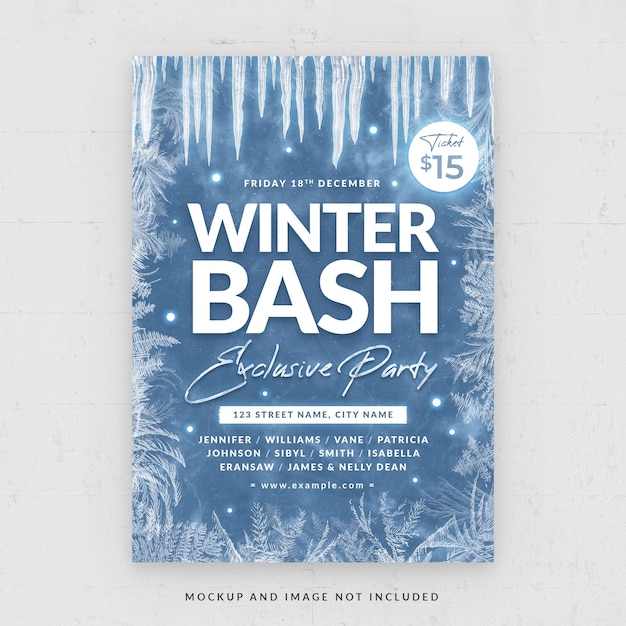 Winter Bash Music Party Flyer Template in PSD