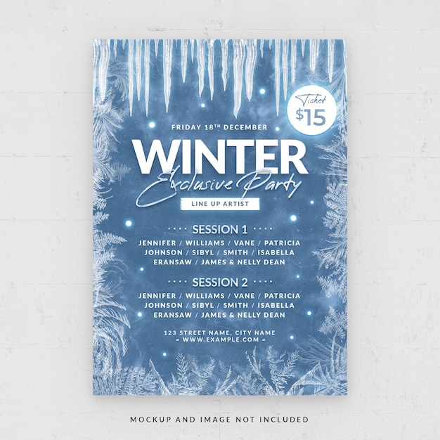 PSD winter bash music party flyer template in psd