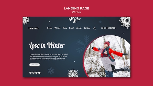 PSD winter concept landing page template