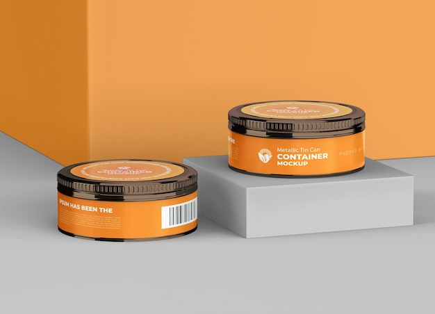 Winter Cosmetic Skin Care Tin Jar Mockup