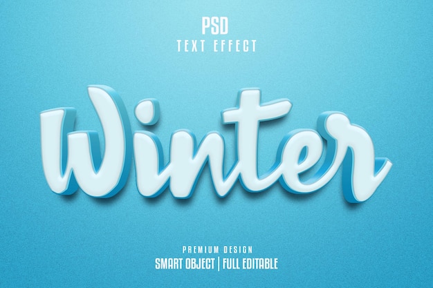 Winter Editable 3d Text Effect soft blue