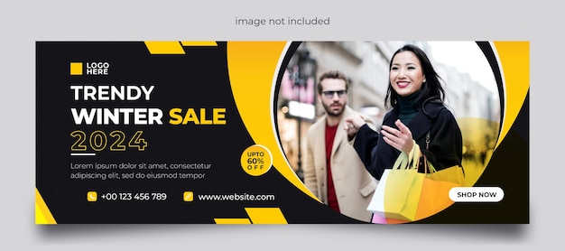 Winter fashion sale Facebook cover template, social media and web banner design