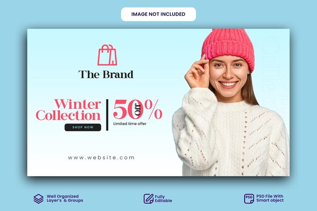 PSD winter fashion sale social media post or banner design