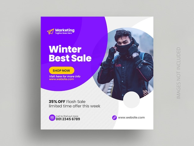 Winter Jacket Sale Social Media Post Template