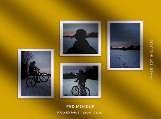 Winter photo frames mockup template