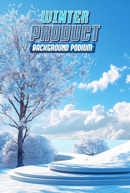 winter product podium display for poster background