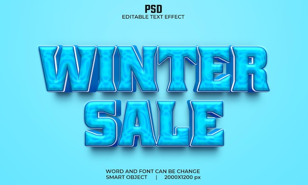 Winter sale 3d editable text effect Premium Psd with background