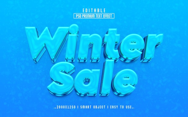 Winter Sale 3d Editable Text Effect Style PSD With  Premium Background