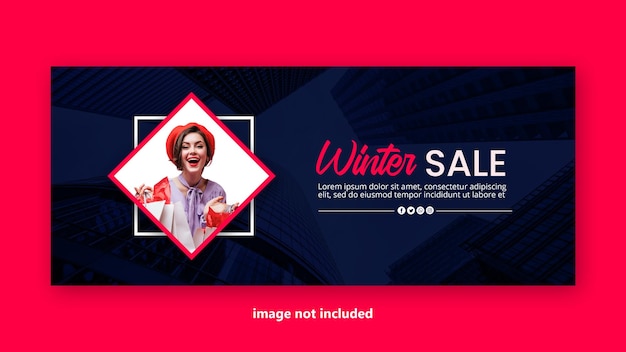 winter sale creative Facebook cover design template