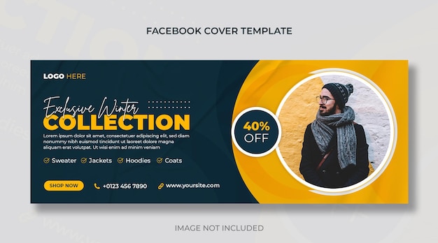 Winter sale social media post horizontal web banner and facebook cover photo template