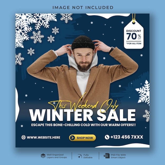 Winter sale social media promotion banner