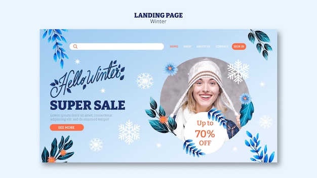 PSD winter season landing page template