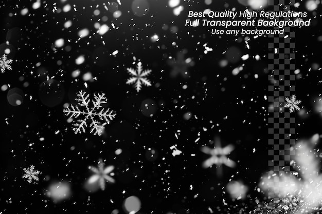 Winter snow frost cool background texture with magic snowfall on transparent background