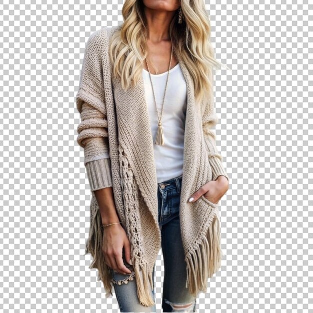 PSD winter tassel shawl cardigan