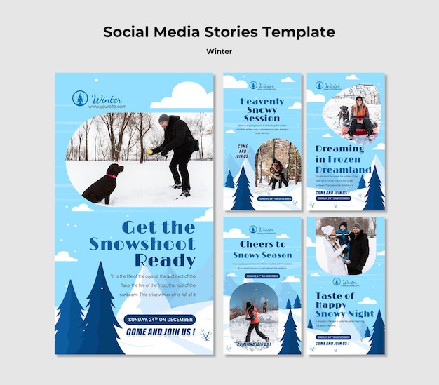 Winter template design of instagram storeis