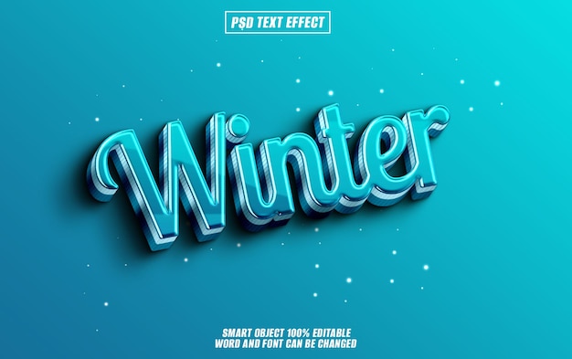 PSD winter text effect font editable typography 3d text