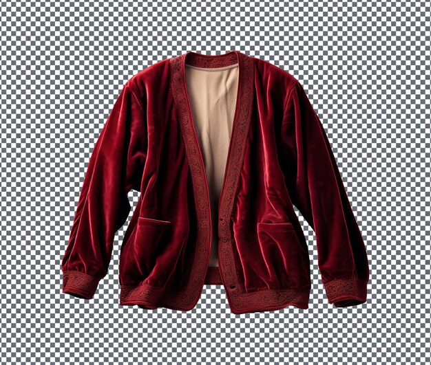 Winter velvet cardigan isolated on transparent background