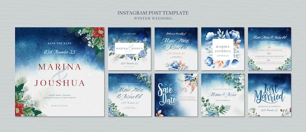 PSD winter wedding instagram posts