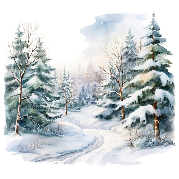 Winter Woods For Christmas Event Watercolor Style AI Generated