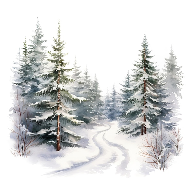 Winter Woods For Christmas Event Watercolor Style AI Generated