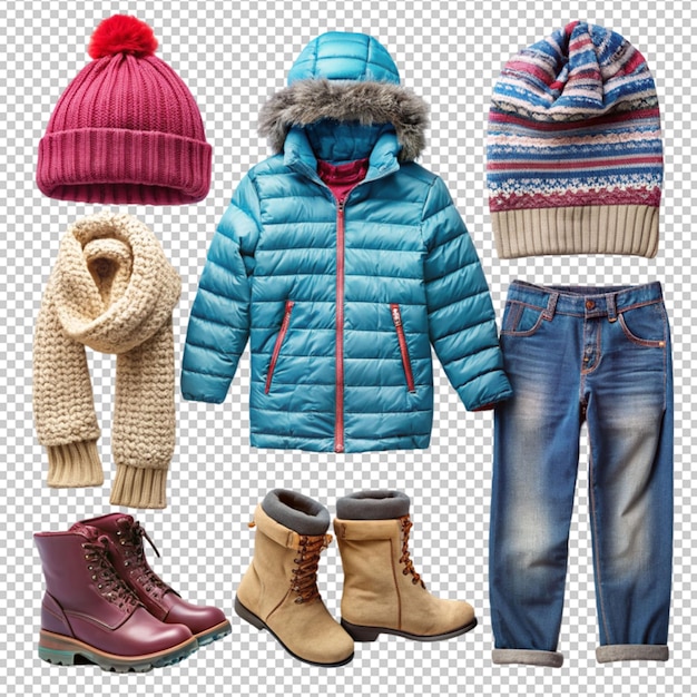 PSD winterwear on transparent background