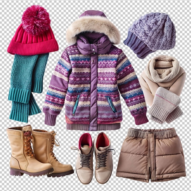 PSD winterwear on transparent background