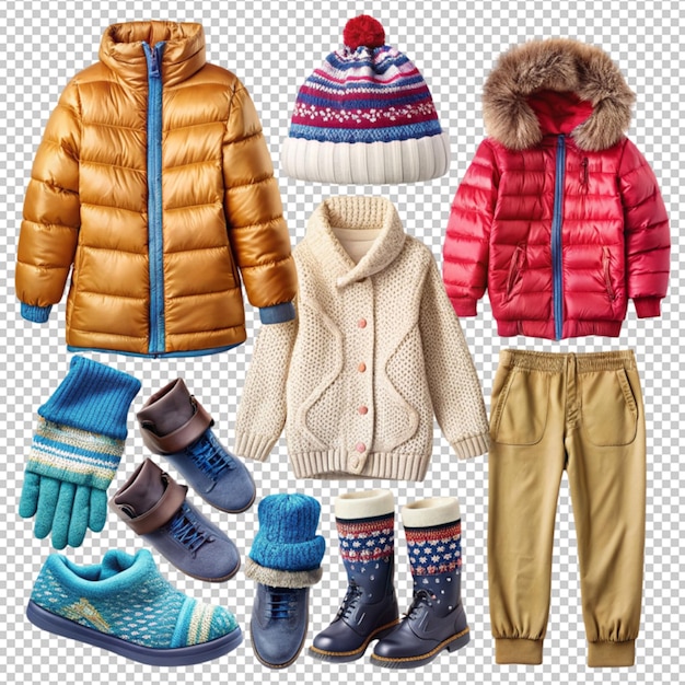 PSD winterwear on transparent background