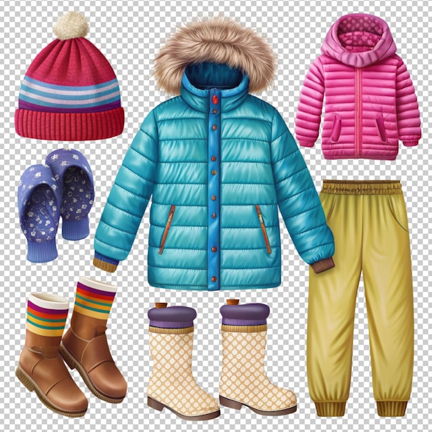 PSD winterwear on transparent background