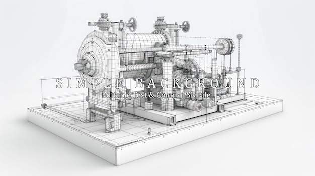 Wireframe line pumping unit isolated on white AI generated