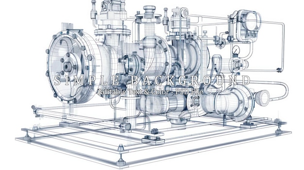 Wireframe line pumping unit isolated on white AI generated