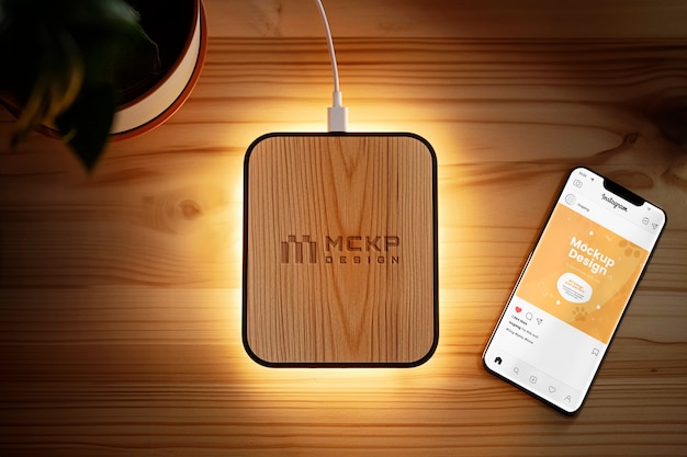 Wireless charger mock-up with nature texture