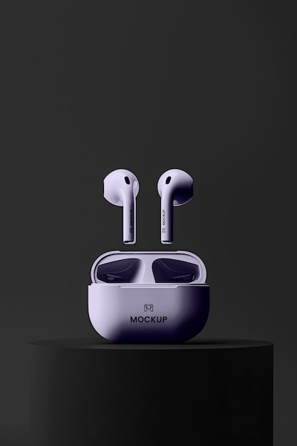 Wireless earbud branding mockup