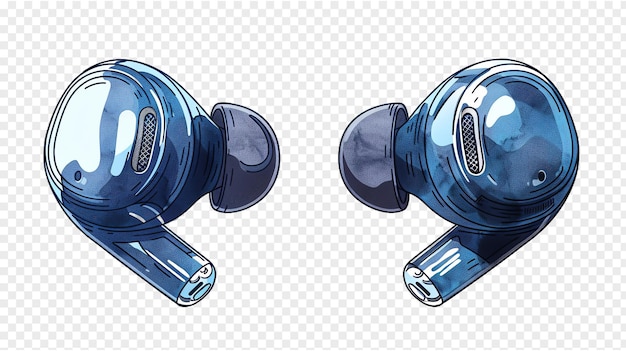 PSD wireless earbuds illustration isolated on transparent background