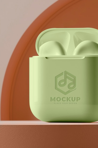 Wireless earbuds mockup design