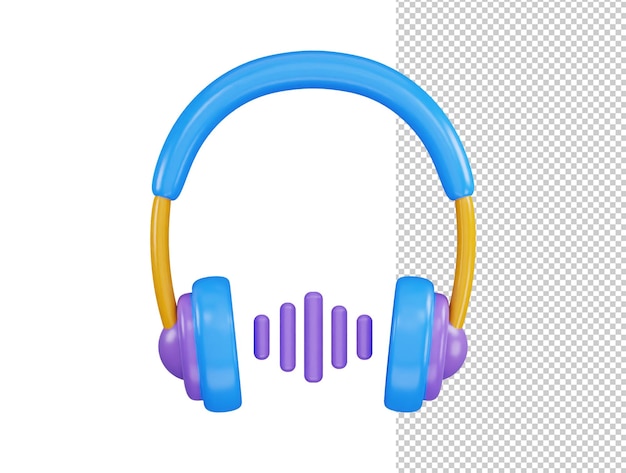 wireless headphone icon 3d rendering vector illustration