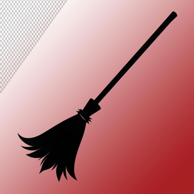 witch broomstick silhouette vector illustration isolated on transparent background