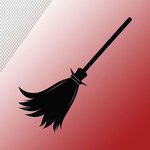 witch broomstick silhouette vector illustration isolated on transparent background