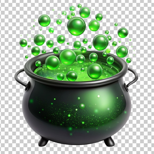 witch cauldron full of green bubble transparent background