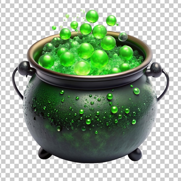 witch cauldron full of green bubble transparent background