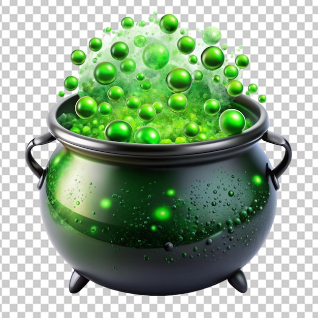 witch cauldron full of green bubble transparent background