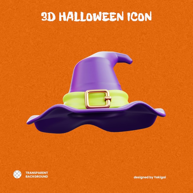 PSD witch hat 3d halloween icon for uiux web app infographic etc