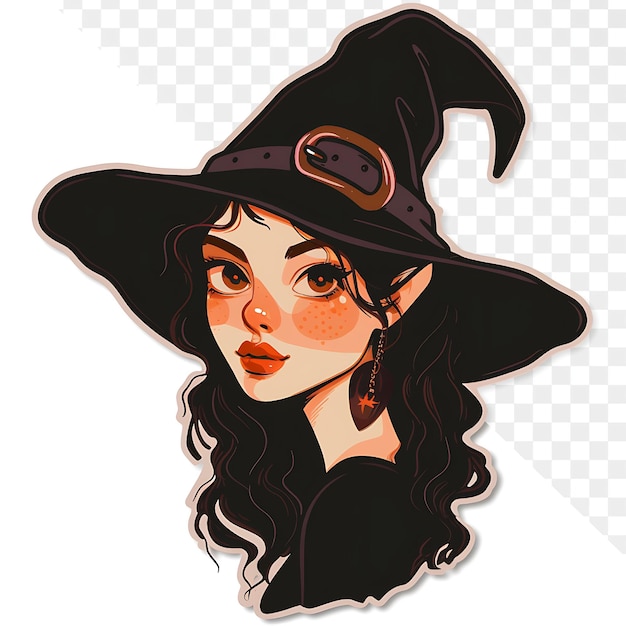 PSD a witch with a black hat and a witch hat