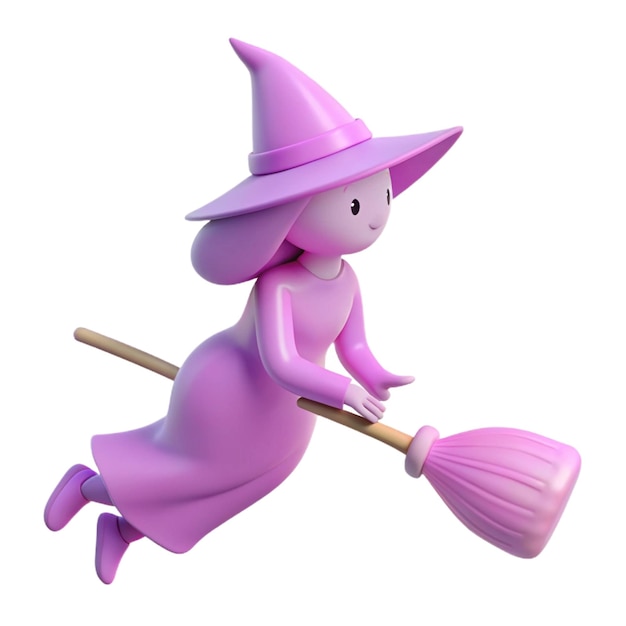 PSD a witch with a broom and a witch hat on it